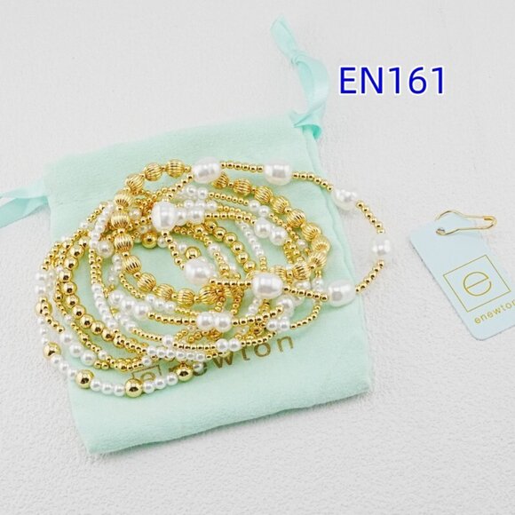 Enewton White Pearl Gold Beaded Bracelet Set - Picture 4 of 6